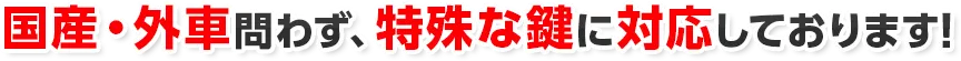 国産・外車問わず、特殊な鍵に対応しております！
